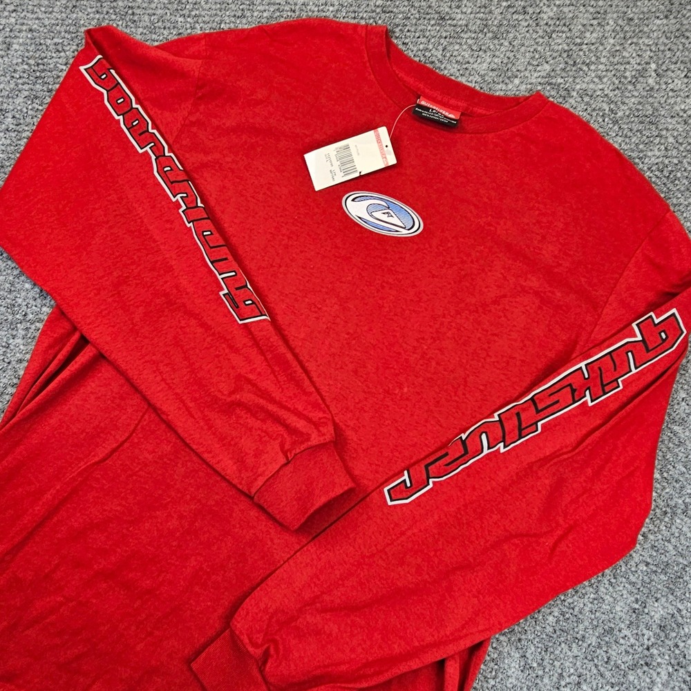 VTG Y2k Quiksilver Mens Red Graphic Long Sleeve T-Shirt Large NWT Boardriding